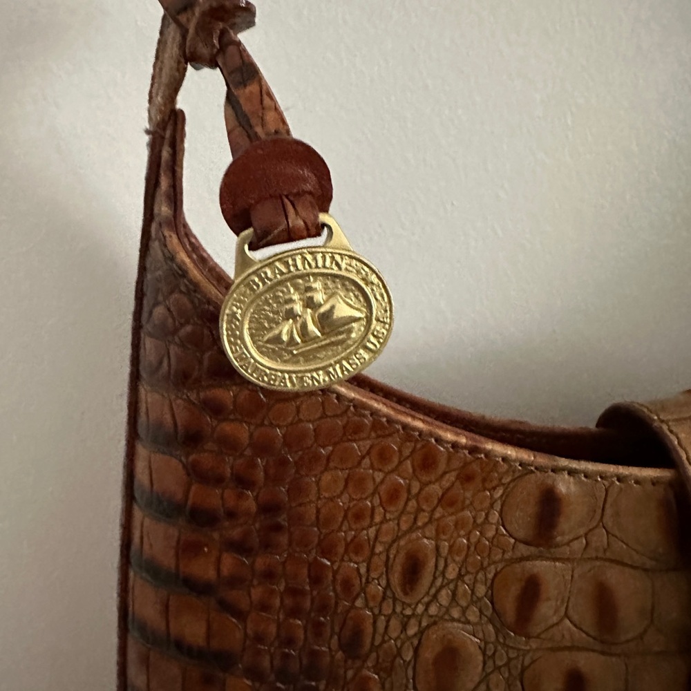 Brahmin Brown Crocodile Embossed Shoulder Bag - Picture 2 of 4